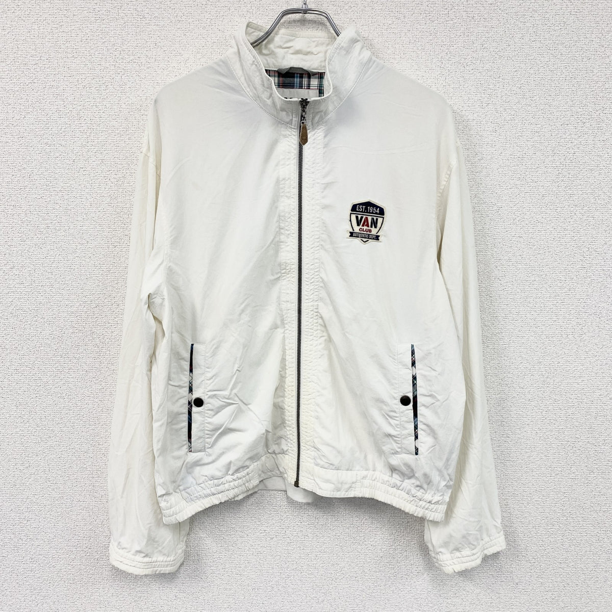VAN CLUB　クラブ　フルジップジャケット　ウィンドブレーカー　白　ホワイト　Mサイズ ウインドブレーカー ナイロンアウター レディース 古着