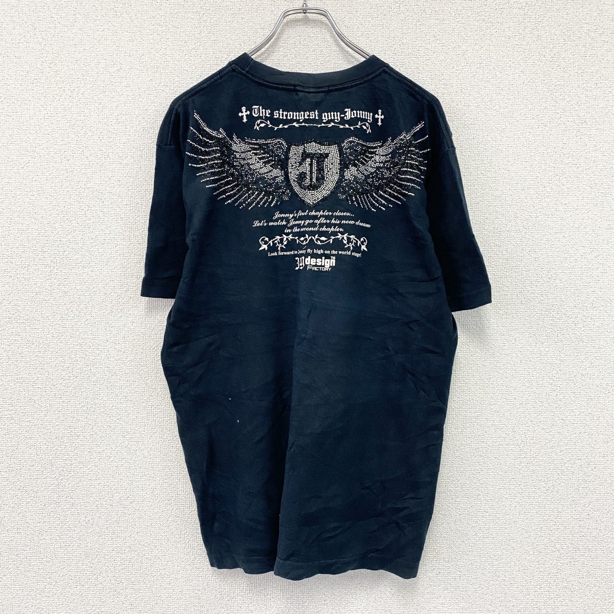 3GDF　スリージーデザインファクトリー　半袖Tシャツ　ラインストーン　黒　ブラック　Lサイズ カットソー メンズ 古着