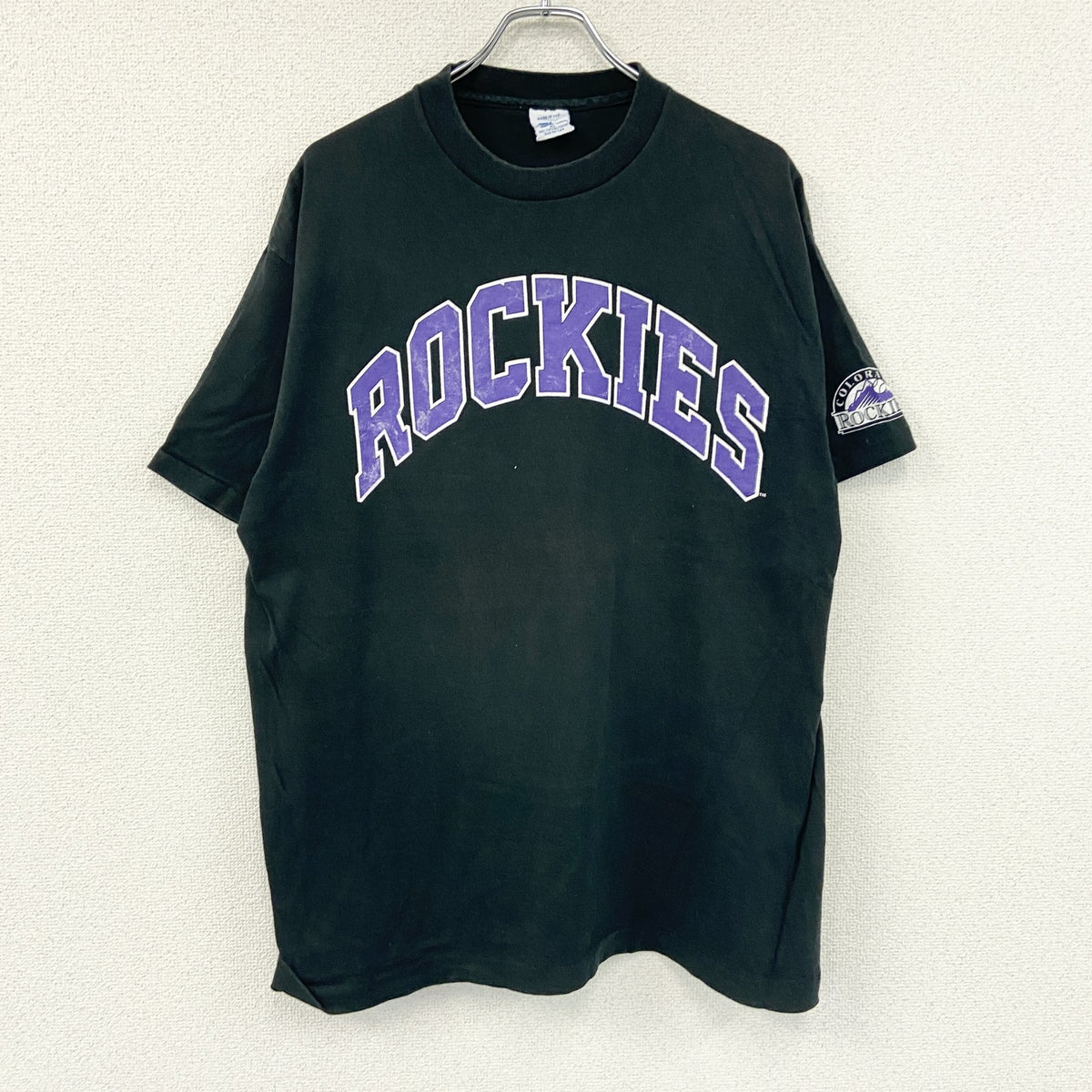 SELEM　MLB　ロッキーズ　半袖プリントTシャツ　シングルステッチ　黒　ブラック　XLサイズ　古着