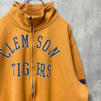 古着 used　CLEMSON TIGERS　長袖フルジップスウェット　トレーナー　フットボール　オーバーサイズ　XLサイズ