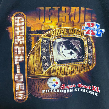 古着 used　DELTA　半袖プリントTシャツ　NFL　Steelers　スーパーボウル　黒　ビッグシルエット　XLサイズ