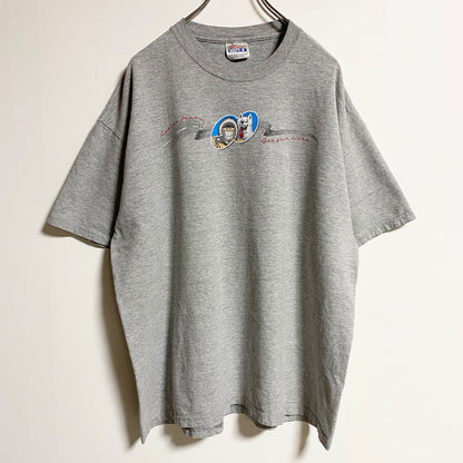 古着 used　Hanes　ヘインズ　半袖プリントTシャツ　クルーネック　Route66　車　柴犬　グレー　春夏服　XLサイズ