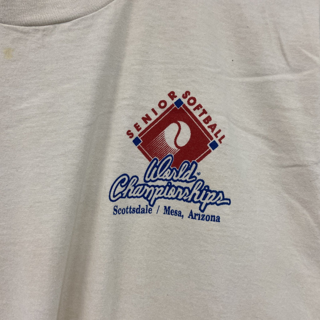 FRUIT OF THE LOOM　フルーツオブザルーム　半袖プリントTシャツ　シングルステッチ　白　ホワイト　Lサイズ カットソー メンズ コットン 古着