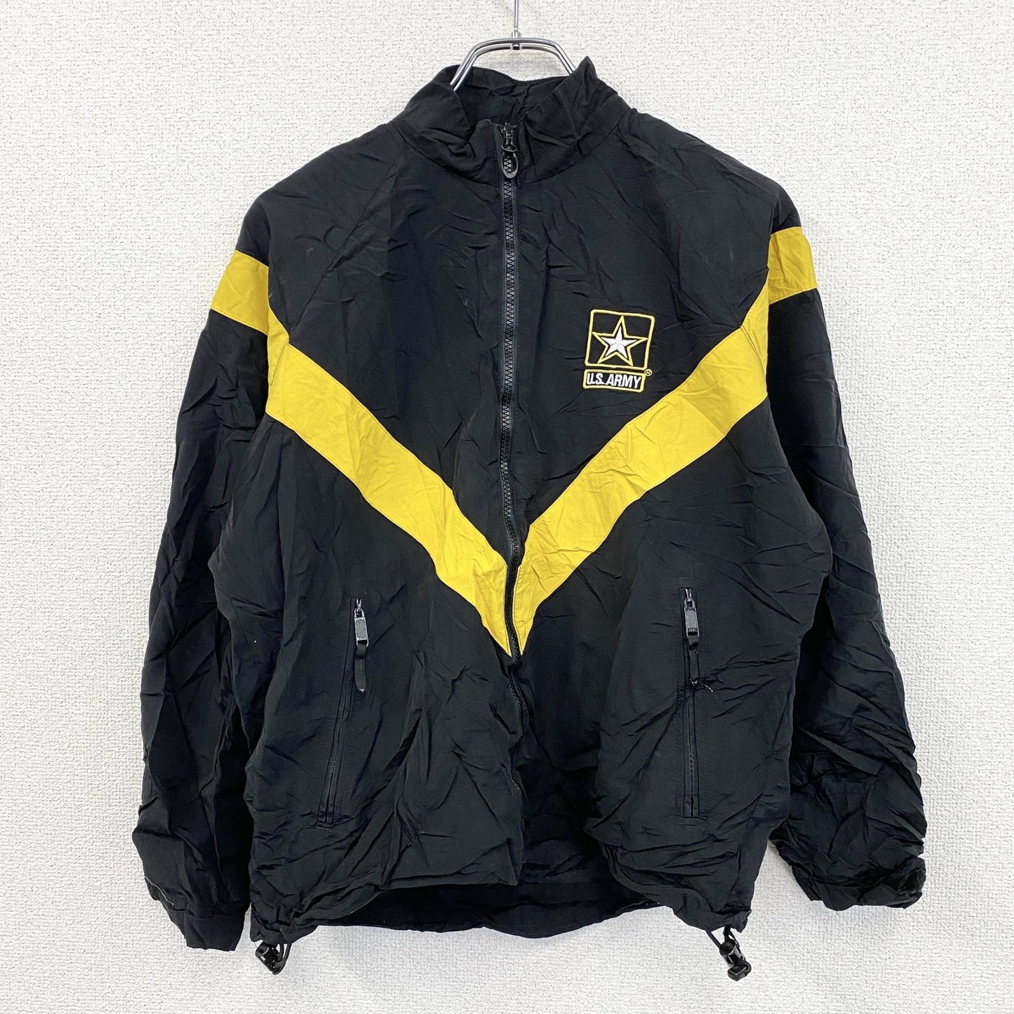 U.S.ARMY　トレーニングジャケット　ナイロンジャケット　ミリタリー　米軍　黒　ブラック　Sサイズ