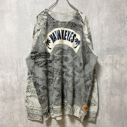 古着 used　HAWKEYES　長袖スウェット　トレーナー　グレー　黒　クルーネック　秋冬服　オーバーサイズ　XLサイズ