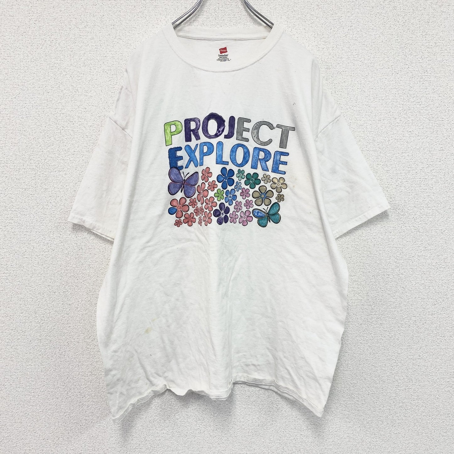 Hanes　ヘインズ　半袖プリントTシャツ　白　ホワイト　2XLサイズ