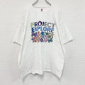Hanes　ヘインズ　半袖プリントイラストTシャツ　3連プリント　蝶　白　ホワイト　2XLサイズ　古着
