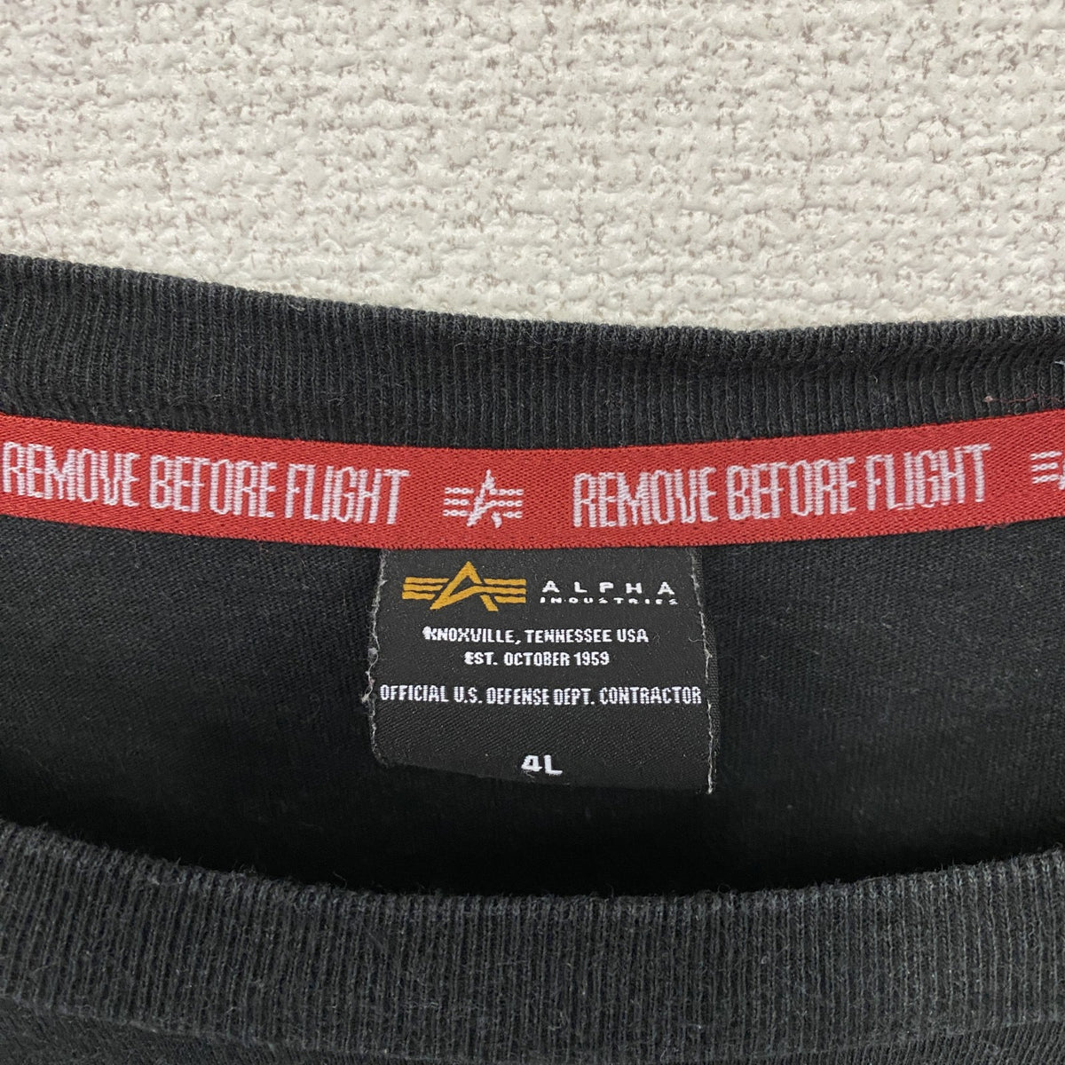 ALPHA INDUSTRIES　アルファインダストリーズ　長袖プリントTシャツ/ロンT　黒　ブラック　4Lサイズ　古着