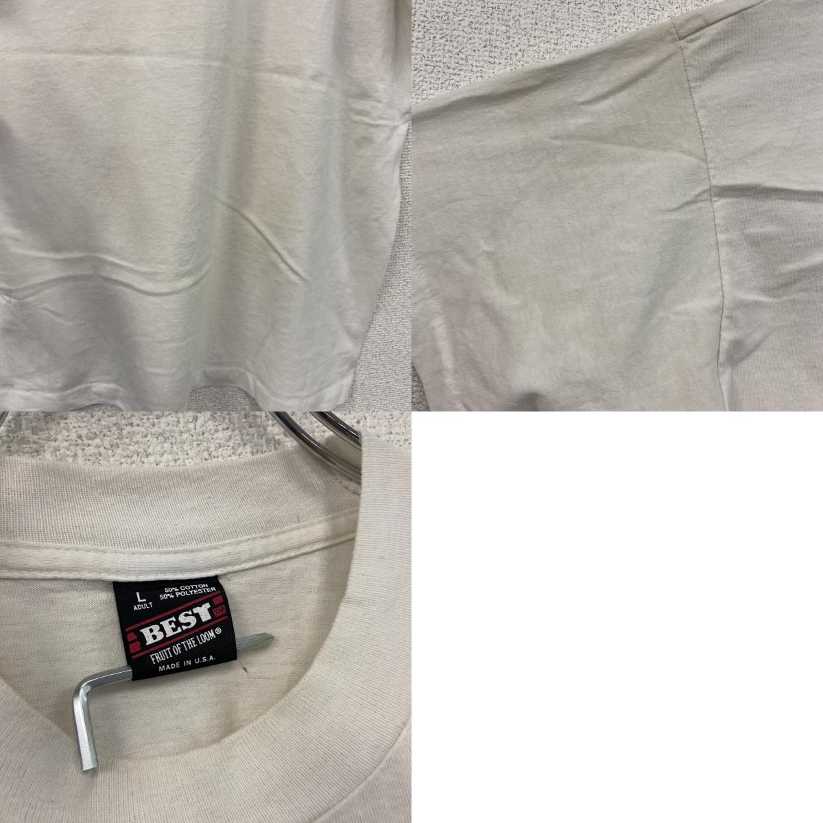 FRUIT OF THE LOOM　フルーツオブザルーム　半袖プリントTシャツ　シングルステッチ　白　ホワイト　Lサイズ カットソー メンズ コットン 古着