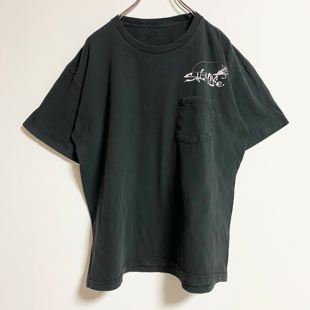 SALT Life　半袖バックプリントクルーネックTシャツ　ポケット付き　魚　ドクロ　春夏服　Lサイズ　古着