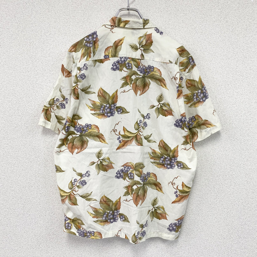 MEN'S SATISFACTION　半袖シャツ/アロハシャツ　総柄　ベージュ　Lサイズ　古着