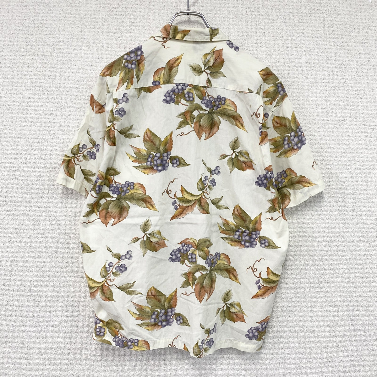 MEN'S SATISFACTION　半袖シャツ/アロハシャツ　総柄　ベージュ　Lサイズ　古着