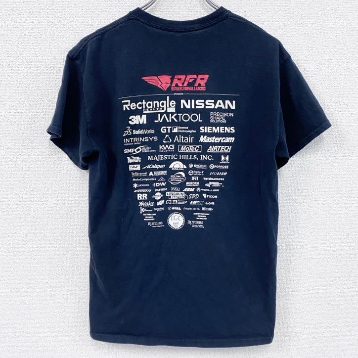 半袖プリントTシャツ　企業T　Rutgers　NISSAN　黒　ブラック　Mサイズ　古着