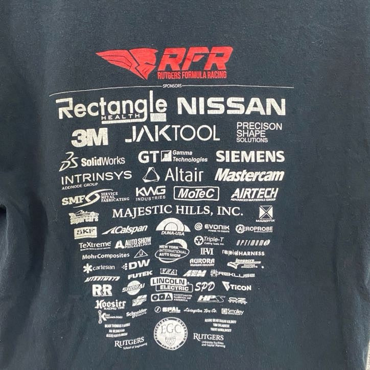 半袖プリントTシャツ　企業T　Rutgers　NISSAN　黒　ブラック　Mサイズ　古着