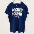 NIKE ナイキ　NFL　ペイトリオッツ　半袖ロゴプリントTシャツ　クルーネック　ネイビー　紺　ワンポイントロゴ　古着