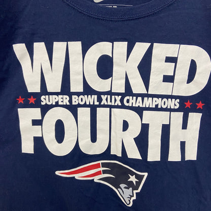 古着 used　NIKE ナイキ　NFL　ペイトリオッツ　半袖ロゴプリントTシャツ　クルーネック　ネイビー　ワンポイントロゴ