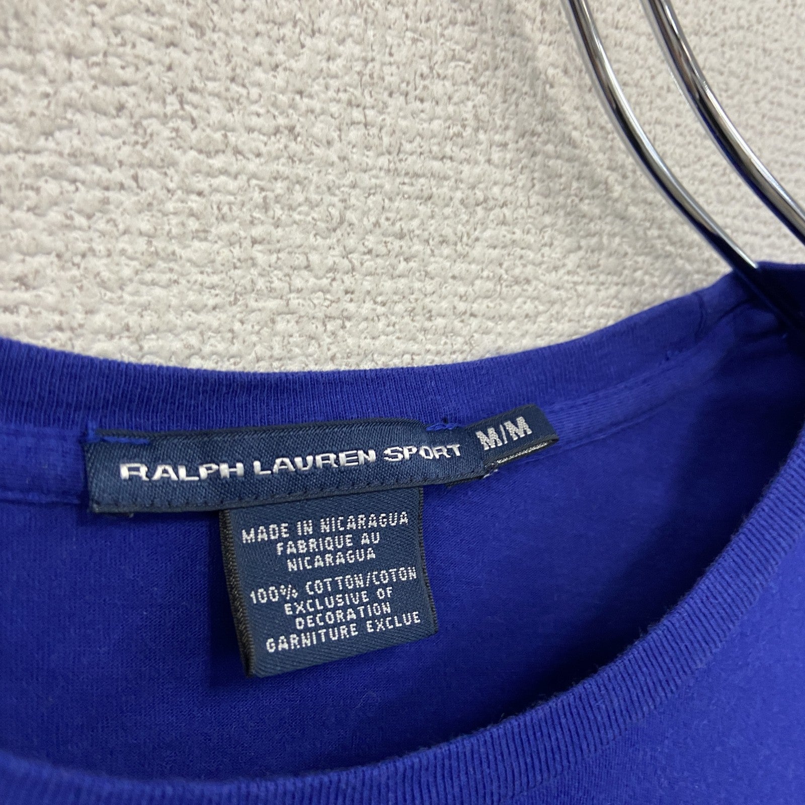 90s　RALPH LAUREN SPORT　ラルフローレン　半袖Ｔシャツ　刺繍ロゴ　ヴィンテージ　青　ブルー　Mサイズ　古着