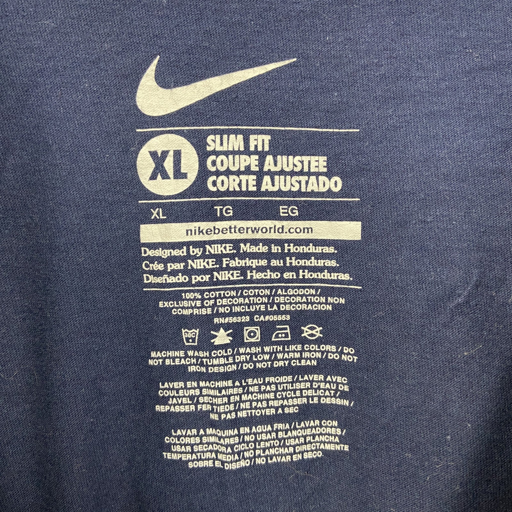 NIKE ナイキ　NFL　ペイトリオッツ　半袖ロゴプリントTシャツ　クルーネック　ネイビー　紺　ワンポイントロゴ　古着