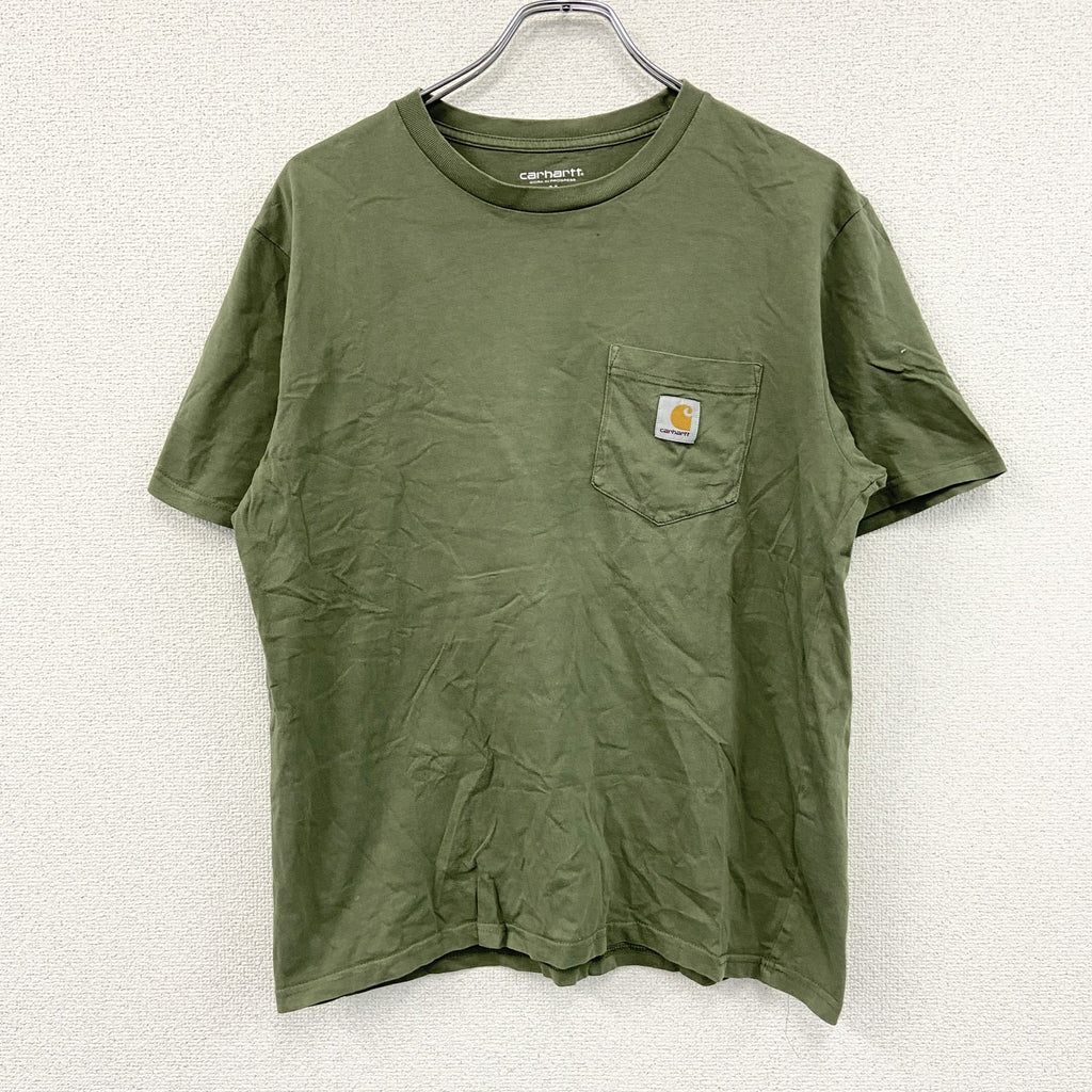 Carhartt　カーハート　半袖Ｔシャツ　ワンポイント　胸ポケット　緑　グリーン　Mサイズ　古着