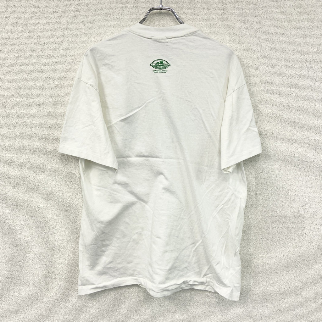 Hanes　ヘインズ　半袖プリントTシャツ　シングルステッチ　白　ホワイト　XLサイズ カットソー メンズ コットン 古着