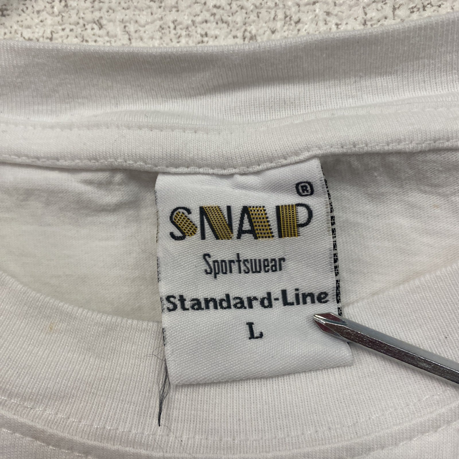 SNAP Sportswear　半袖プリントTシャツ　ユーロ　白　ホワイト　Lサイズ　古着