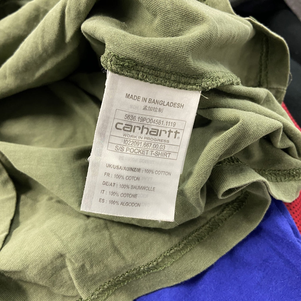 Carhartt　カーハート　半袖Ｔシャツ　ワンポイント　胸ポケット　緑　グリーン　Mサイズ　古着