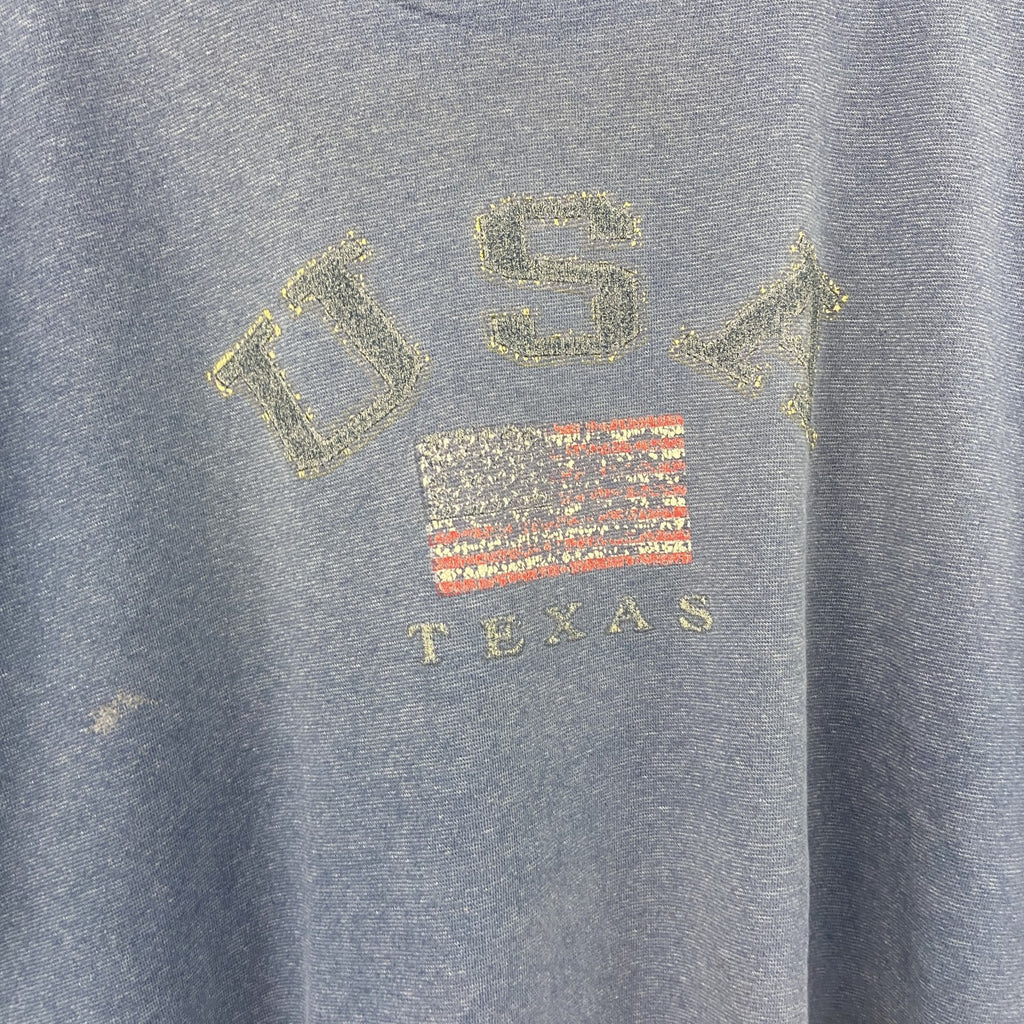 半袖プリントTシャツ　シングルステッチ　フェード　紺　ネイビー カットソー メンズ 古着