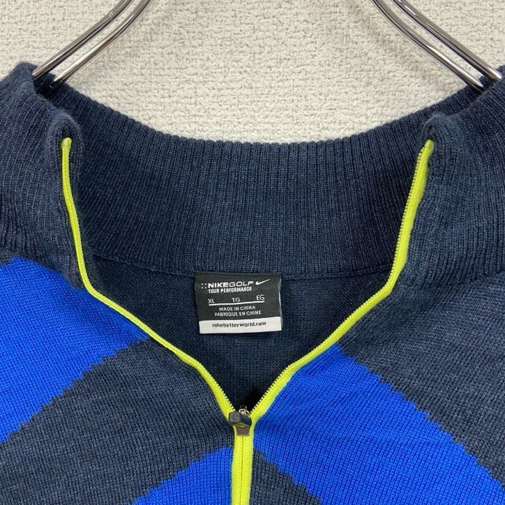NIKE　ナイキ　ハーフジップアクリル混ウールニットプルオーバー　Lサイズ　古着