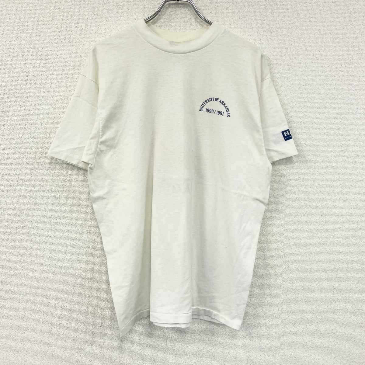 Hanes　ヘインズ　半袖プリントTシャツ　シングルステッチ　白　ホワイト　XLサイズ　古着