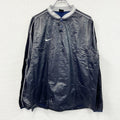 00s　NIKE　ナイキ　ハーフボタンナイロンプルオーバージャケット　スウッシュ　デカロゴ　ヴィンテージ　黒　ブラック　XLサイズ　古着