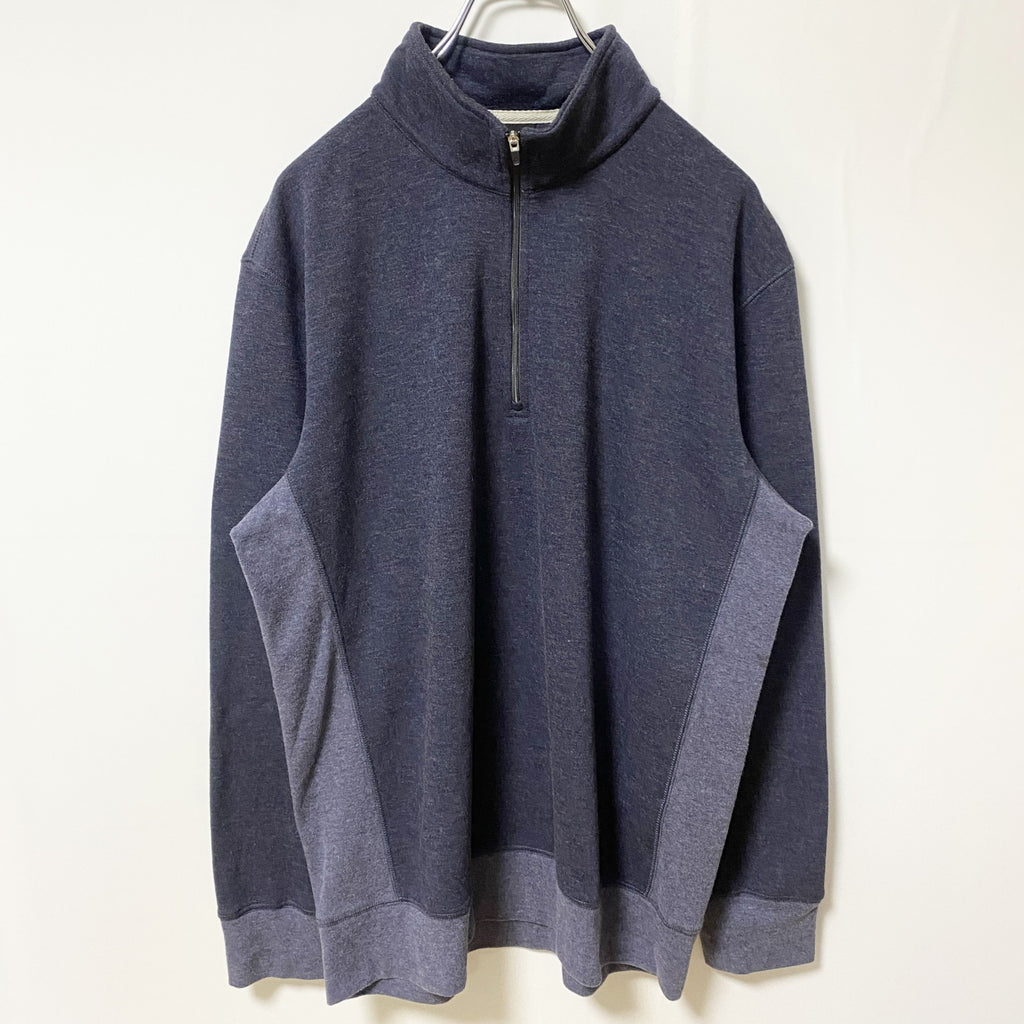 DUNNING GOLF　ハーフジップスウェット/トレーナー　ハイネック　無地　ビッグシルエット　紺　ネイビー　Lサイズ　古着
