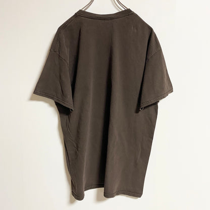 古着 used　GILDAN　ギルダン　半袖カープリントデザインTシャツ　クルーネック　キングスビーチ　車　茶色　春夏服　Lサイズ