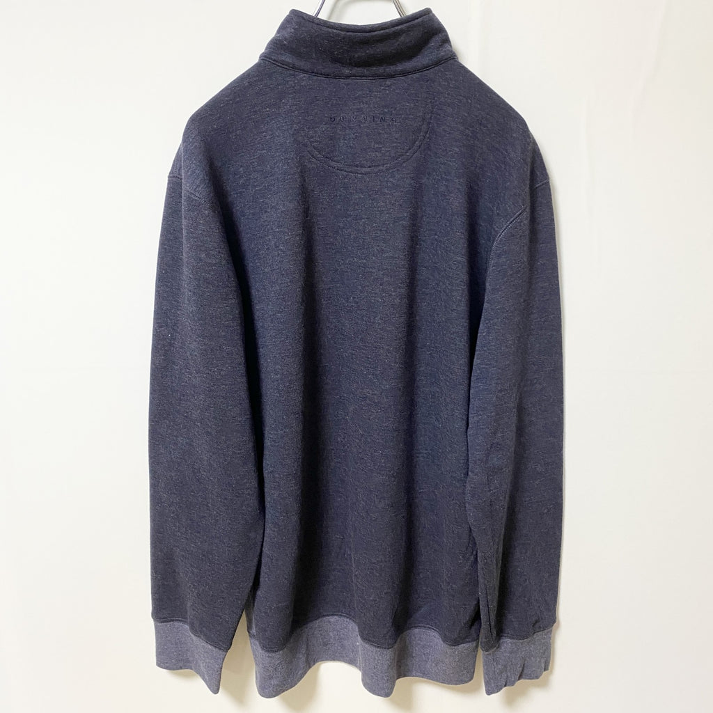 DUNNING GOLF　ハーフジップスウェット/トレーナー　ハイネック　無地　ビッグシルエット　紺　ネイビー　Lサイズ　古着