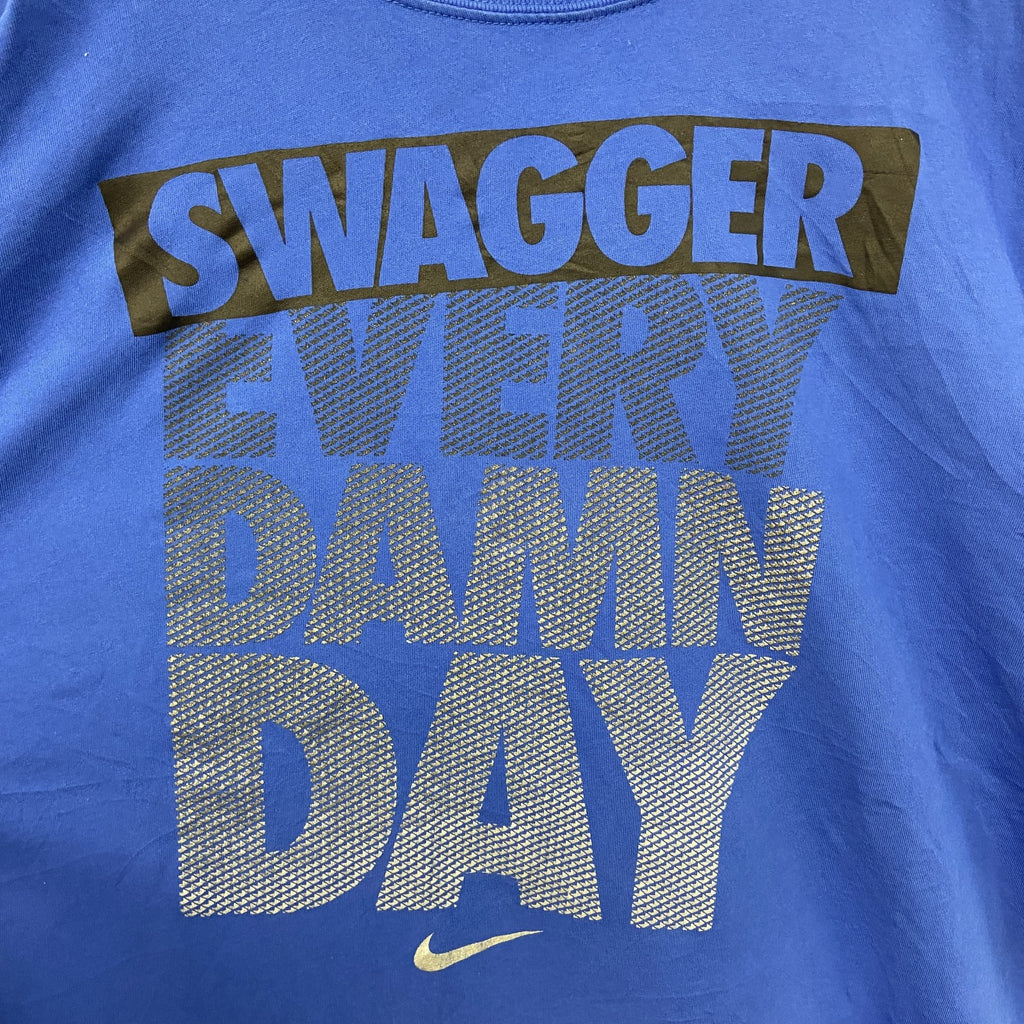 NIKE ナイキ　半袖プリントTシャツ　ドライフィット　シンプルデザイン　クルーネック　青　ブルー　Lサイズ　古着