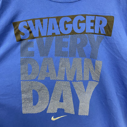 古着 used　NIKE ナイキ　半袖プリントTシャツ　ドライフィット　シンプルデザイン　クルーネック　青　ブルー　Lサイズ