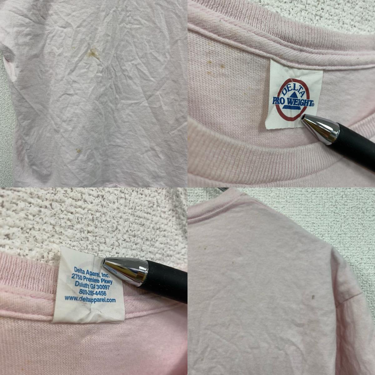 DELTA PRO WEIGHT　半袖プリントTシャツ　GOOD VIBES　ピンク　Lサイズ　古着