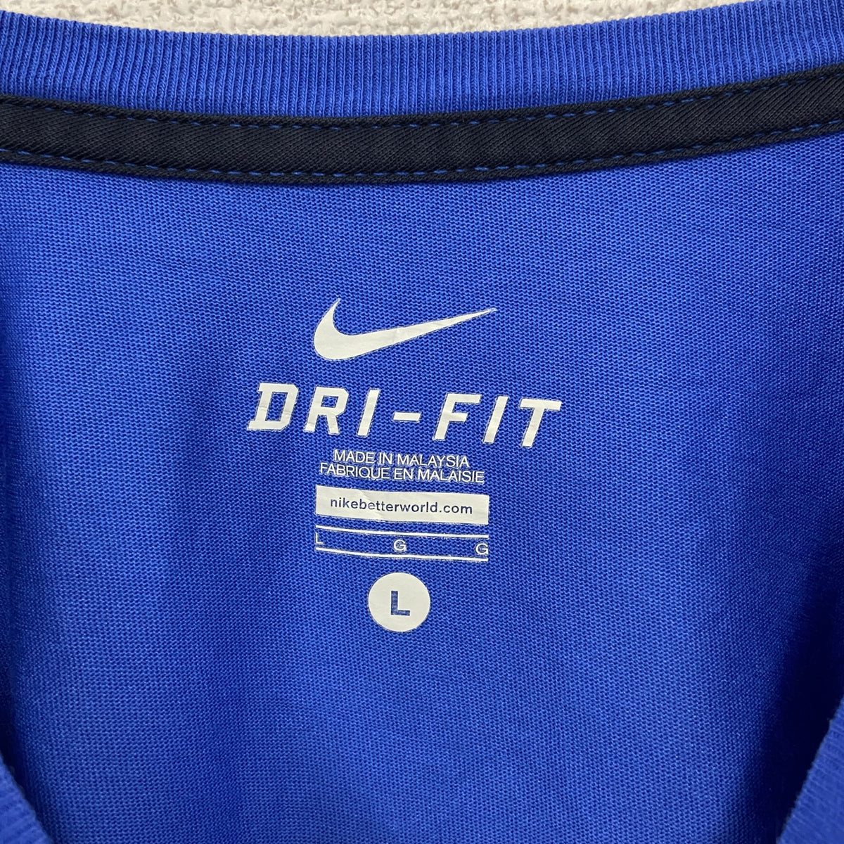 NIKE ナイキ　半袖プリントTシャツ　ドライフィット　シンプルデザイン　クルーネック　青　ブルー　Lサイズ　古着