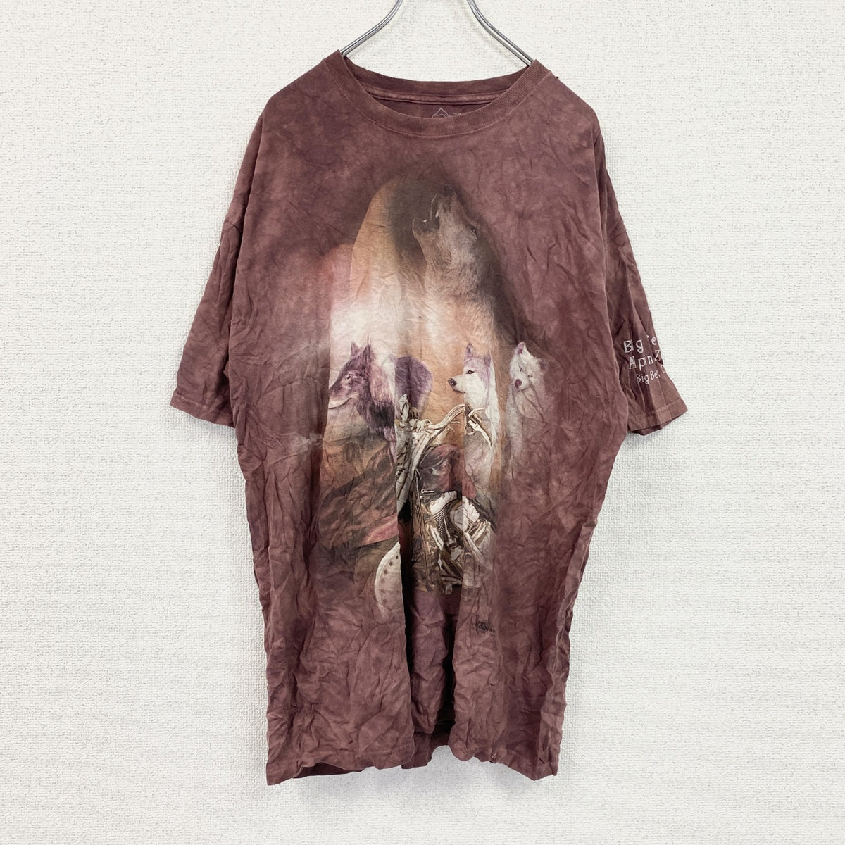THE MOUNTAIN　ザマウンテン　半袖プリントTシャツ　アニマルT　タイダイ　ワインレッド　XLサイズ　古着