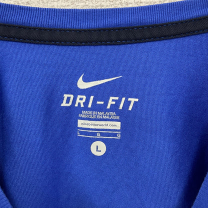 古着 used　NIKE ナイキ　半袖プリントTシャツ　ドライフィット　シンプルデザイン　クルーネック　青　ブルー　Lサイズ