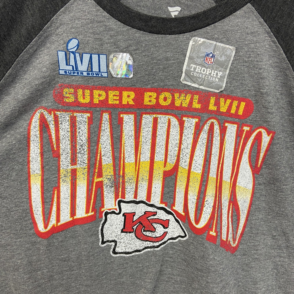 Fanatics フィナティックス　NFL　スーパーボウル　長袖ラグランTシャツ　グレー　灰色　レトロデザイン　Lサイズ　古着