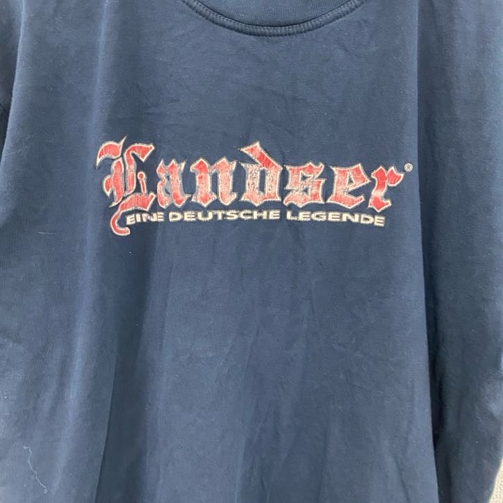 B＆C　半袖プリントTシャツ　Landser　紺　ネイビー　XLサイズ　古着
