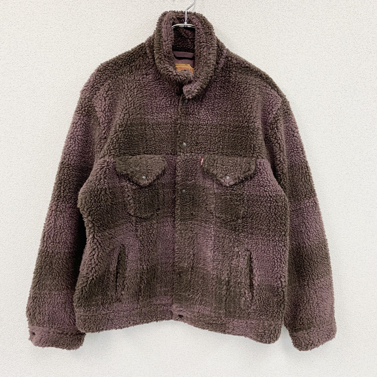 Levi’ｓ　リーバイス　ボアジャケット　紫　パープルブラウン　Lサイズ ボアアウター メンズ ポリエステル 古着