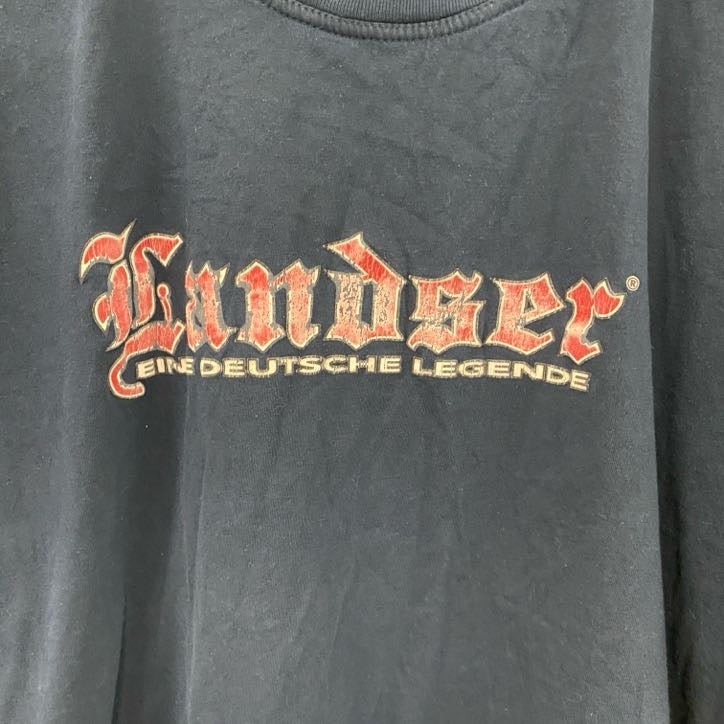 B＆C　半袖プリントTシャツ　Landser　紺　ネイビー　XLサイズ　古着