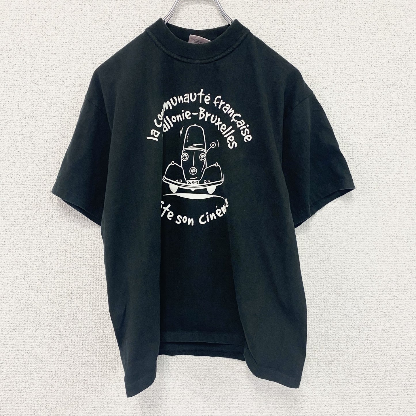 B＆C　半袖プリントTシャツ　ユーロ　黒　ブラック　Sサイズ