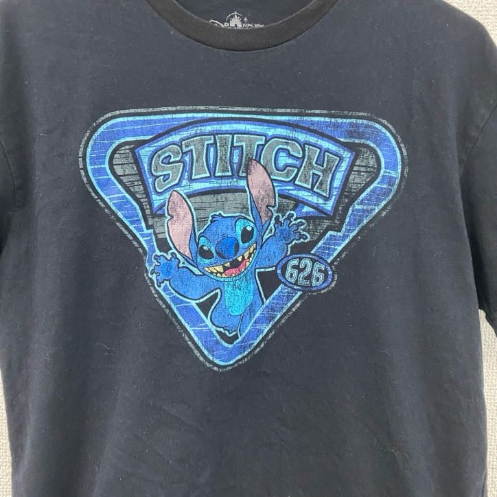 DISNEY　ディズニー　Stitch　スティッチ　半袖プリントTシャツ　キャラクターT　黒　ブラック　Mサイズ