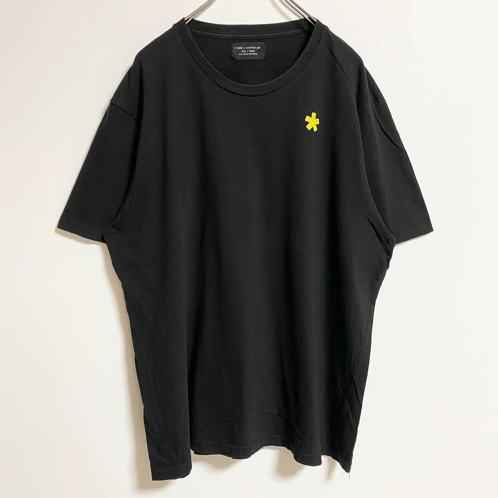 COTTON ON　半袖ワンポイントTシャツ　バックプリント　黒　ブラック　ビッグシルエット　2XLサイズ　古着
