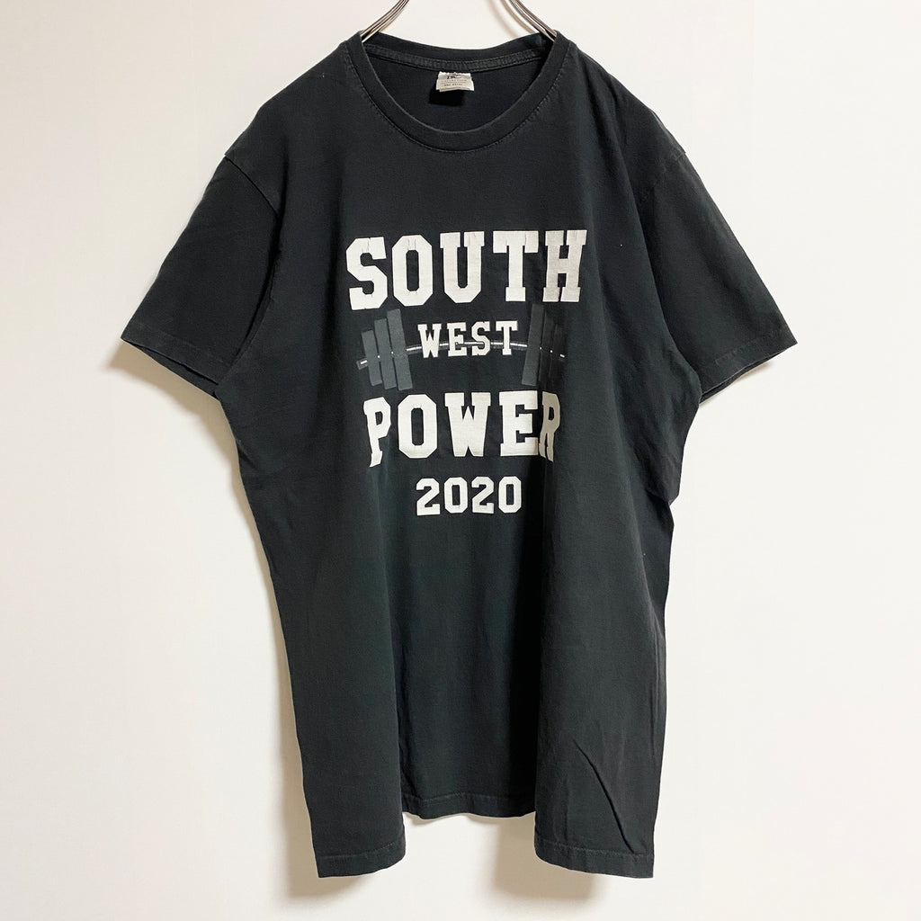 B&C　半袖クルーネックTシャツ　バックプリント　SWPLA　SOUTHWEST　黒　ブラック　春夏服　古着
