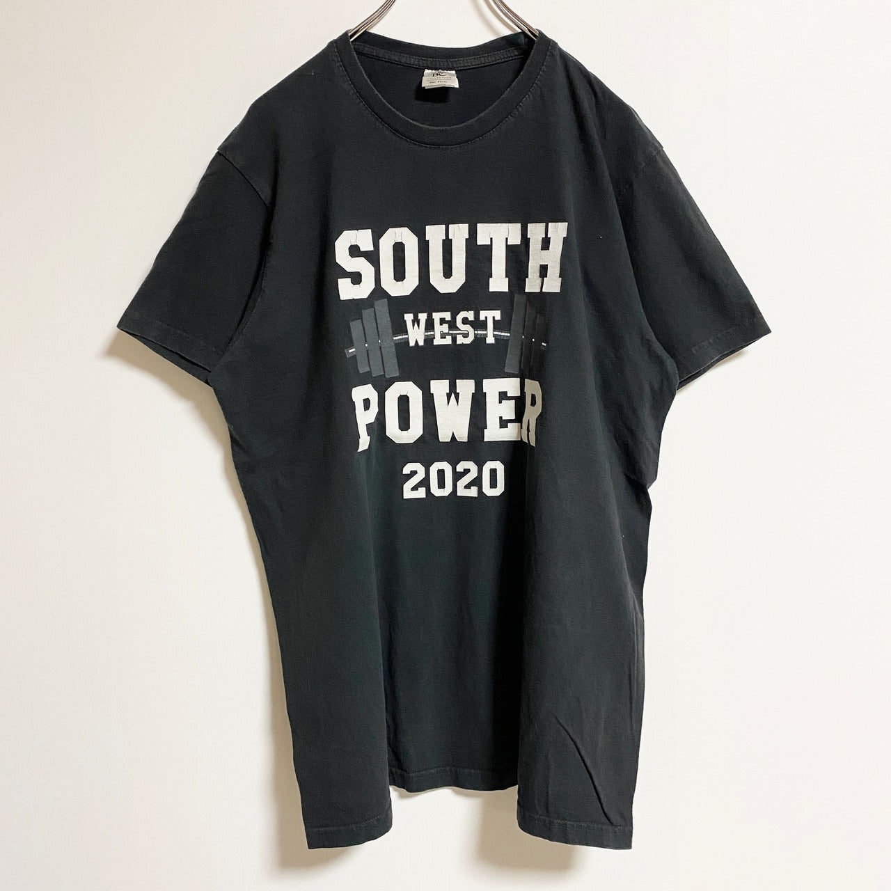 B&C　半袖クルーネックTシャツ　バックプリント　SWPLA　SOUTHWEST　黒　ブラック　春夏服　古着