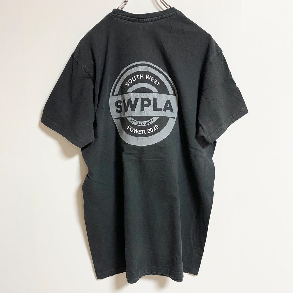 B&C　半袖クルーネックTシャツ　バックプリント　SWPLA　SOUTHWEST　黒　ブラック　春夏服　古着
