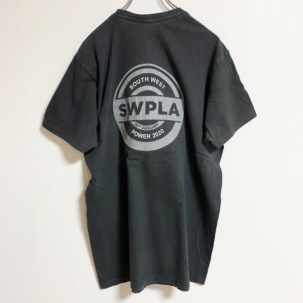 B&C　半袖クルーネックTシャツ　バックプリント　SWPLA　SOUTHWEST　黒　ブラック　春夏服　古着